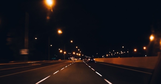 a highway at night