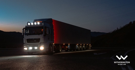 truck driving at night